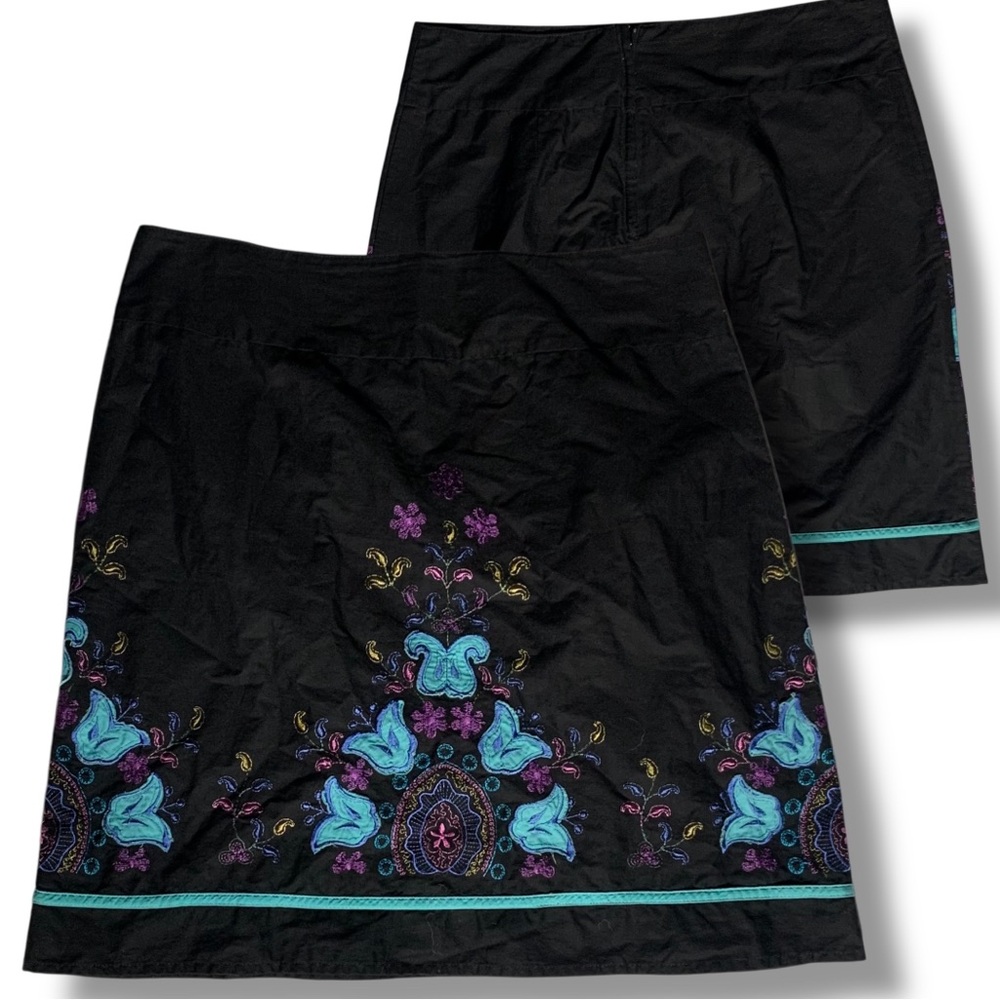 WRAPPER Embroidered Floral 100% Cotton VTG Skirt